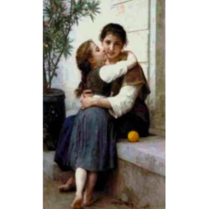 Gráfico de colección de punto de cruz de A Little Coaxing de Bouguereau - Imagen 1 de 2
