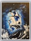 Original Oil Painting On Canvas Size 30cm X  40cm Abstract ‘Sail Boat’ Seascape