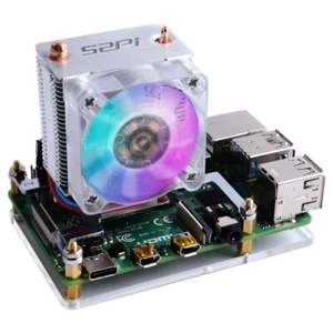 52PI Ice Tower CPU Cooling Fan Raspberry Pi 4B PI 3B RGB Light ventilateur GeeekPi - Photo 1/7