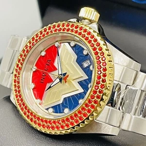 Invicta DC Comics Wonder Woman 40mm Limited Ed SLVR Case Jewel Bezel Swiss Watch - Bild 1 von 12