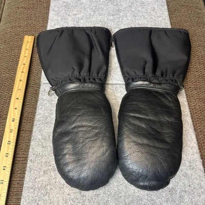 Винтажные кожаные варежки для снегохода Япония черные с подкладкой мужские средний размер Golden Fox - Изображение 1 из 4