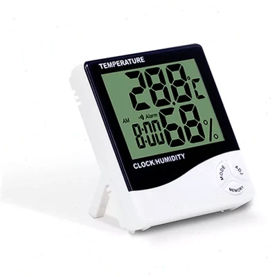 Indoor Home Clock Thermometer Digital LCD Hygrometer Humidity Temperature Meter - Image 1 of 4