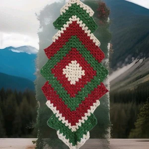 Runner da tavolo natalizio all'uncinetto rosso bianco verde oro 39" - Foto 1 di 2