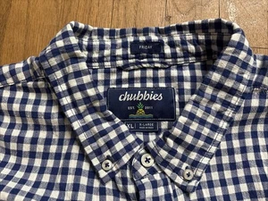 Chubbies Friday Shirt Men’s XL Button Down Short Sleeve Blue Check - Picture 1 of 8