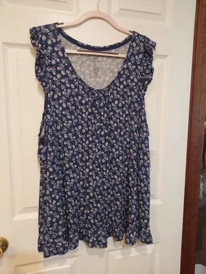 Croft Barrow Mujer Plus 3X Pijama Sin Mangas Pantalones Cortos Conjunto Floral Azul Blanco Foto 1 de 4