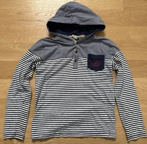 SEVEN LEMON~Kids US 7 EU 122~Nautical Hoodie Shirt~3Button Hood~Cotton~Navy Blue - Picture 1 of 8