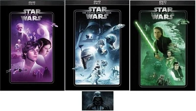 STAR WARS EPISODES 4 FOUR 5 FIVE & 6 SIX 3 DVD Set NEW + Darth Vader Decal - Bild 1 von 4
