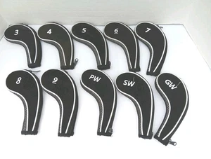 Paquete de 10 cubiertas para cabeza de palo de hierros de cuña de golf sin. Cuello largo con cremallera en ambos lados - Imagen 1 de 8