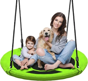 40 Inch Green Saucer Tree Swing Set for Kids Adults 800Lb Weight Capacity Waterp - Picture 1 of 12