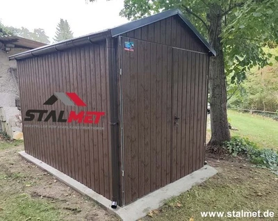 Blechgarage 2,5x4x2,55m Fertiggarage nach Maß Stahlhütte Lager Nussbaum Montage - Bild 1 von 4