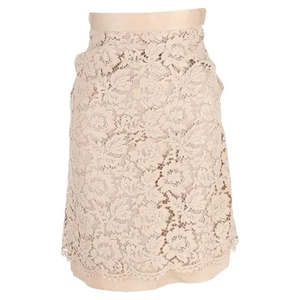 Valentino Garavani Lace Knee Length Skirt In Cotton Women Cream Size 40 - Picture 1 of 3