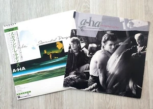 a-ha Lot of 2 LP Hunting High And Low Scoundrel Days w/ Obi - Picture 1 of 13