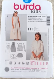 Burda Kids Sewing Pattern #9471 Girls Dress Jacket Skirt Belt Sizes 8-12 - Picture 1 of 3