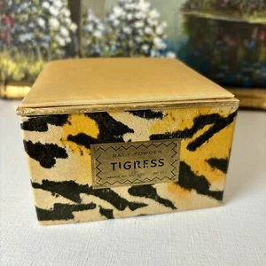 Vtg FABERGE Tigress Bath Body Talc Powder 6 oz SEALED Box + Puff perfumed READ - Picture 1 of 8