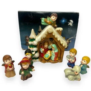 Vintage ENESCO Keramik Krippe Sammlerstück Maria Josef Krippe 8 Teile - Bild 1 von 11