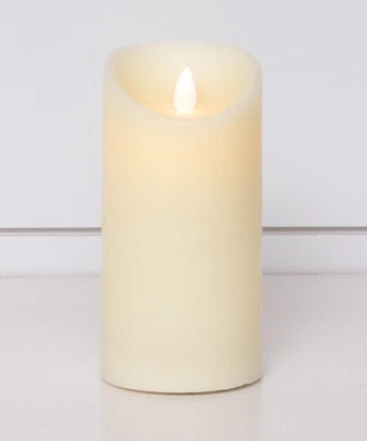 NEW FARMHOUSE PILLAR CANDLE IVORY TIMER Motion Faux Flame 3" x 6" Cottage LED - Image 1 of 3