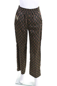 Zara Women's Geometric Print Elastic Waist Wide Leg Pants Black Size XS