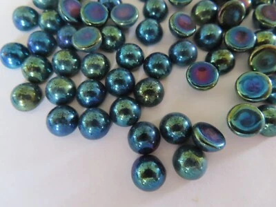 72 Preciosa Vintage Czech. Glass round Cabochones 9mm Green Iris.59155 Foto 1 de 2