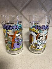 Vintage Lot of 2 Hardees Flintstones 30th Anniversary Glasses Hanna-Barbera 1991