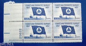 Sc # 1088 ~ Plate # Block ~ 3 cent Coast & Geodetic Survey Issue (bb1) - Picture 1 of 1