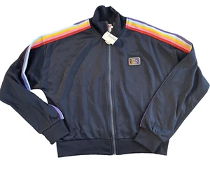 Juicy Couture Trainingsjacke Damen Small S Regenbogen Streifen Cropped Blau Neu mit Etikett - Bild 1 von 11