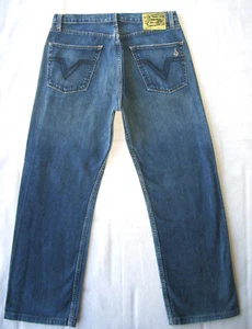Volcom Black Zip Relaxed Straight Jeans Mens Sz 32 X 27 Distressed 100% Cotton - Picture 1 of 10
