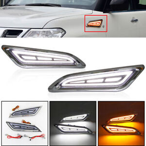 White/Amber Switchback Sequential LED Side Marker Lights For 17-22 Nissan Armada