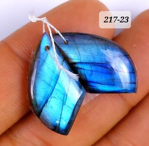 NATURAL LABRADORITE MULTI FIRE PAIRS LOOSE CABOCHON DRILLED GEMSTONE - Picture 1 of 30