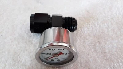 AN10 Female Swivel To AN10 Male Union Coupler w/ 100 PSI Marshall Mini Gage NEW - Image 1 of 4
