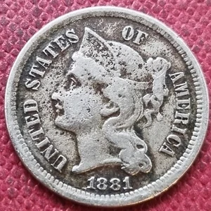 1881 Three Cent Nickel 3c Circulated #91688 - Picture 1 of 2