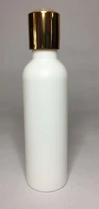 Empty 250ml White Plastic Boston Bottles With Shiny Gold Disc Top ANY AMOUNT - Picture 1 of 2
