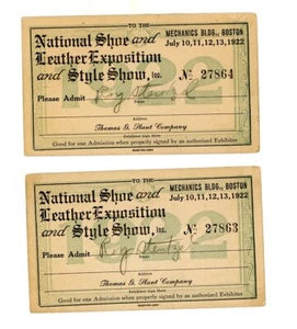 1922 Nat'L Shoe & Leather Exposition & Style Show Ticket Lot Boston MA T G Plant - Bild 1 von 3