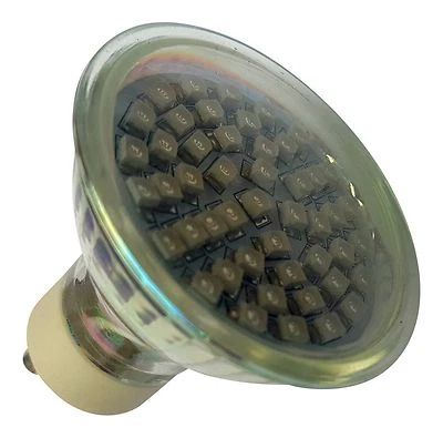 GU10 48 SMD LED 240V 2.5W BLUE BULB WITH GLASS COVER ~50W - Image 1 of 4