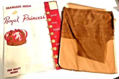 1953 Vintage Royal Princess Seamless Mesh Stockings Size 10 30 " never worn - Image 1 of 3