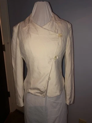 Vintage Neiman Marcus Jacket 100% Silk Cream Ivory MOP Buttons Size 8 - Image 1 of 4