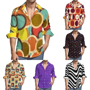 Stay Fashionable With This camicia uomo retrò anni 70 manica lunga con design s - Picture 1 of 19