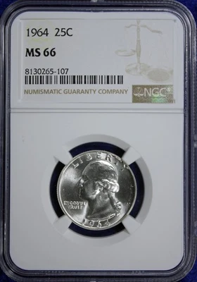 1964 Washington Quarter Dollar NGC 66  (2532268) - Image 1 of 4