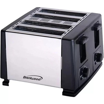 Brentwood TS-284 4-Slice Toaster Black/Silver 1300W - Used Once - Image 1 of 4