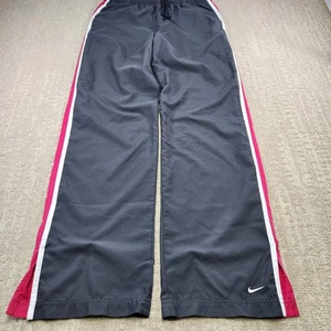 Vintage Nike Track Pants Women Medium Baggy Wide Leg Y2K Flare Windbreaker Gray - Picture 1 of 11