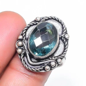 Faceted Iolite Oval Shape Gemstone Ethnic 925 Sterling Silver Jewelry Ring 7" G5 - Picture 1 of 6