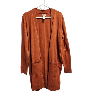 Cárdigan suave Duluth Trading Duster para mujer talla grande marrón agujeros para pulgar frente abierto - Imagen 1 de 13
