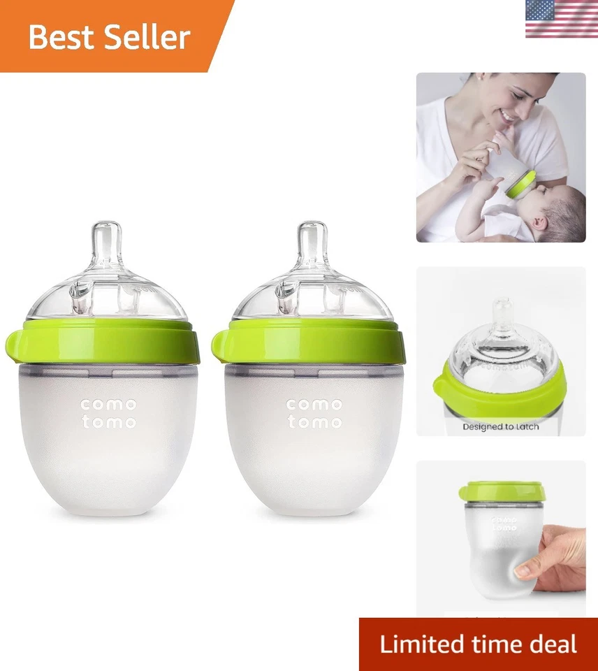 New Baby Bottle Double Pack in Green with Anti-Colic and Vented Nipple Foto 1 de 4