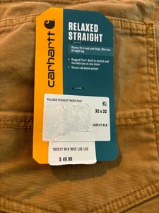 Carhartt Pants Mens 32x 32 Tan Relaxed Fit Straight Rigby Canvas Workwear 102517 - Picture 1 of 7
