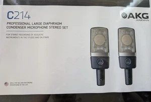 AKG C214 Professional Large-Diaphragm Condenser Microphone Stereo Set Pair - Picture 1 of 5