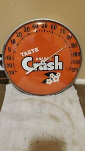 🔥 Vintage Drink Orange Crush Soda Round Thermometer Sign Antique VERY NICE 🔥