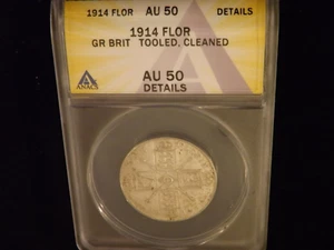 1914 Florin Great Britain ANACS AU 50 - Picture 1 of 2
