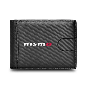 for Nissan NISMO Black Slim Leather Carbon Fiber Patterns RFID Blocking Wallet - Picture 1 of 10