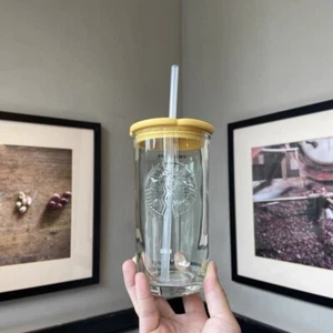 Starbucks 2023New Korea Summer Rural Yellow Floral 16 Oz Glass Cup Tumbler Gift - Picture 1 of 8