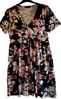 Aniston Black Floral Summer Dress Size 16 NEW £48