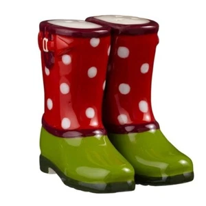 Holiday Christmas Winter Magnetic Boot Salt & Pepper Set Grasslands Road - Picture 1 of 1